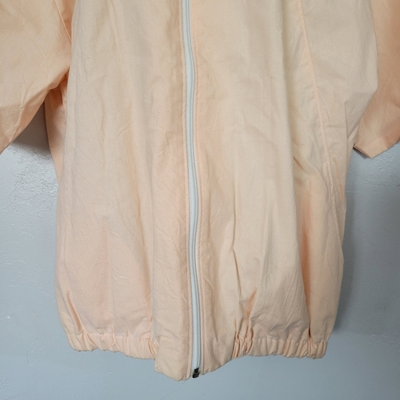 GM Parts Vintage Large Peach Zip Up Shirt Jacket Short Sleeve Utility Oversized - Picture 3 of 7